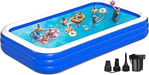 Extra Large Inflatable Pool for Family, 180'' x 76'' x 22'' Full-Sized Blow Up Pool for Adults, Oversized Thickened Inflatable Swimming Pool for Summer Water Party Backyard Garden Lawn