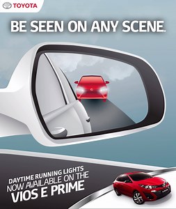 The Vios E Prime now comes with Daytime Running Lights so you can be visible on the road even during daytime. Inquire at your nearest Toyota dealership today! | Toyota Motor Philippines