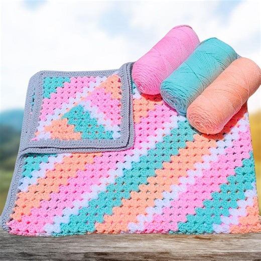 Diagonal Granny Stitch Blanket Crochet Pattern: Easy Flat Border (PDF Download) - Etsy Canada