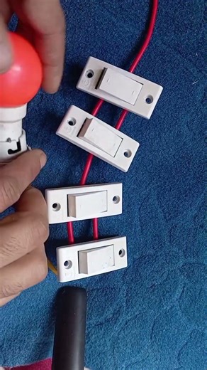One lamp control by four switch #wiring #electrical #wiring 🫵😄