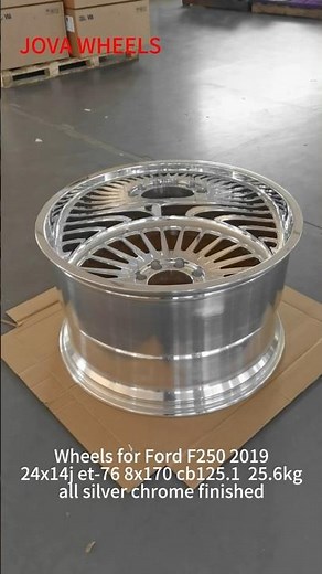 Chrome off road rims for Ford F250 2019, 24x14j ET -76 8x170 deep dish wheels made at JOVA WHEELS