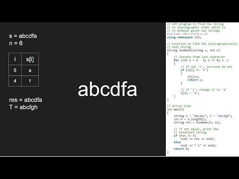 Find a string in lexicographic order which is in between two given string | GeeksforGeeks