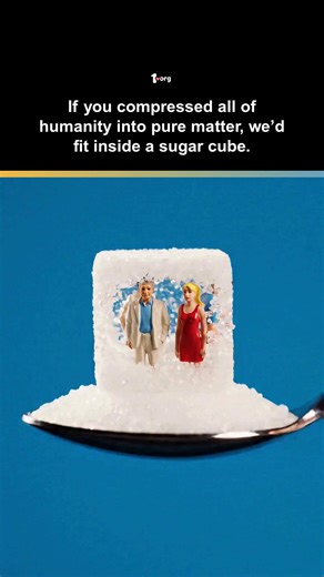 It sounds impossible, but most of what we call ‘solid’ is actually empty space. Everything you can touch, including your own body, is made of atoms. And atoms are 99.9999% empty space. If you could magically remove all that empty space from all 8 billion humans, our combined "solid" matter would take up a volume of about 2 cubic centimeters. The size of a single sugar cube. #quantumphysics #mindblown #awe #didyouknow #sciencefacts #physicsnerd | 1.org | Facebook