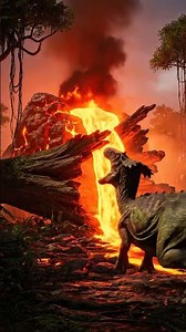 Corythosaurus vs a giant, falling boulder in a Prehistoric World