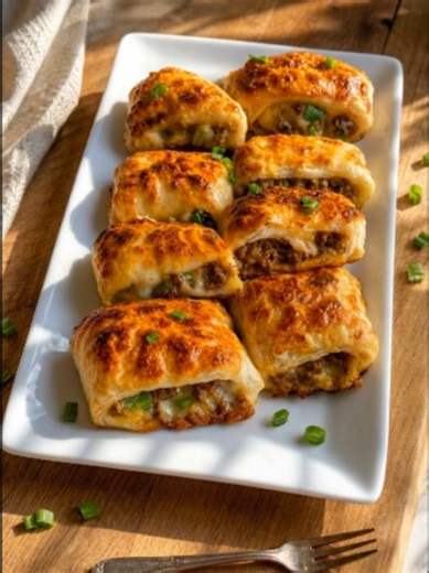 Cheesy Beef Puff Pastry RollsGolden, flaky puff pastry filled with juicy seasoned beef, melted cheese, and flavorful herbs. These crispy homemade rolls are the perfect combination of buttery pastry and savory filling, making them an easy appetizer, snack, or quick family favorite.Comment “COOKBOOK” for the link to get our 250  Easy Recipes eBook.A delicious homemade meal featuring:Snack: Cheesy Beef Puff Pastry Rolls Filling: Savory ground beef with melted cheese and herbs Texture: Crispy golden