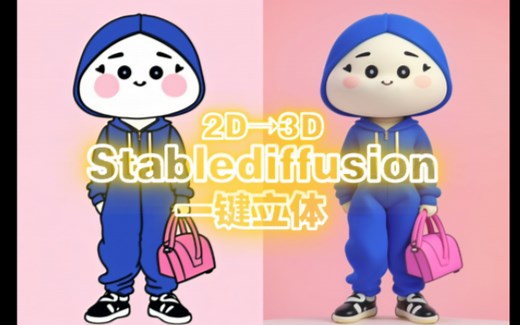 轻松搞定！SD一键立体教程/平面IP转三维 3D Stable diffusion