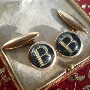 Antique Deco1920s Letter B Cufflinks Intaglio Glass Gilt Monogram English Gentleman’s Cuff Links - Etsy
