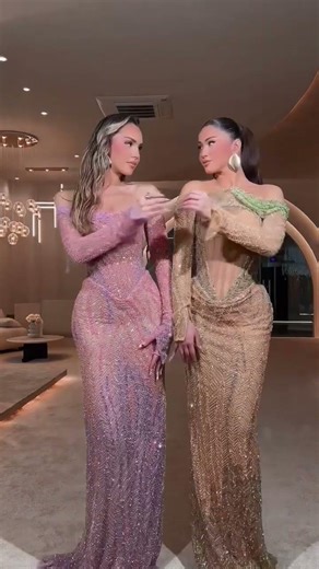 To order these crystal evening gowns DM Two radiant couture gowns designed to sculpt the