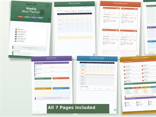 Weekly Food Planner PDF | Recipe Tracker, Grocery List & Lifestyle Journal Printable