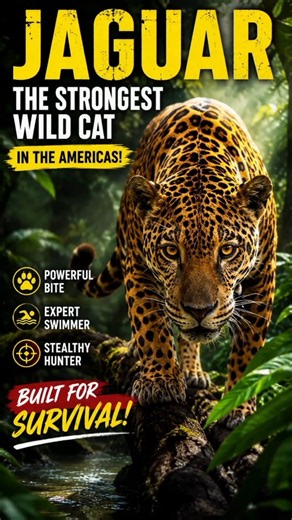 Jaguar: The Strongest Wild Cat in the Americas! 🐆 | Amazing Jaguar Facts #animalfacts #africa#short