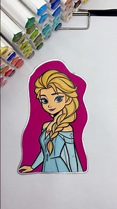 Coloring Frozen Elsa ❄️👸✨ #frozen #elsa #coloring #coloringtime #markers #kidsart