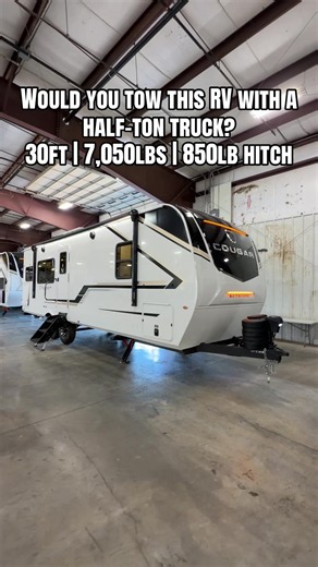 Would you tow a travel trailer this size with a half-ton truck? #rv #camper #trucks #halfton #rving