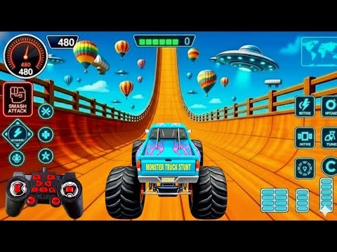 INSANE MEGA RAMP Monster Truck Stunts! 😵‍💫💥 Grave Digger Big Jumps 🚛🔥 | Android Gameplay