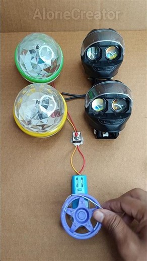 Powering 2 DJ disco light and 2 helmet fog light with a metal gear motor #DCMotor #DIYProject #Tech