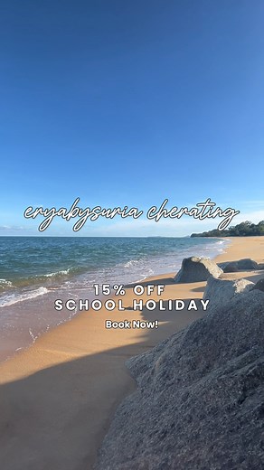 Seronoknya dapat healing kat pantai macam ni. Ramai juga yang risau akan cuaca di resort kami di Janda Baik, Bentong, dan Cherating. Alhamdulillah sekarang dah tak kerap hujan di kesemua resort kami. Di Cherating, hotel kami tak pernah terlibat dengan banjir. Jadi boleh datang tanpa rasa risau! 😍 Sempena cuti sekolah dan Year End Super Sale, dapatkan potongan harga 15% untuk SEMUA BILIK kami di Eryabysuria Hotspring Bentong, Janda baik, dan Cherating. Jadi cepat- cepat tempah sebelum kehabisan 