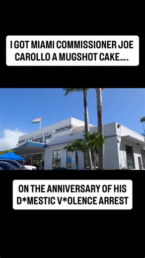 Billy Corben on Instagram: "I got disgraced corrupt Miami Commissioner Joe Carollo a cake with his mugshot (in edible icing) for the anniversary of his d*mestic v*olence arrest. How should we celebrate the ignominious end of Joe’s political career at his last commission meeting?"