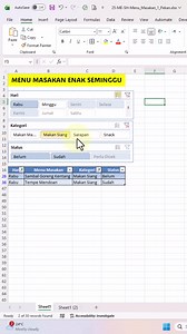 Menu Masakan Enak Seminggu Slicer Excel 🍲📊 Mau tahu cara menampilkan menu masakan enak selama seminggu dengan tampilan interaktif di Excel? Di video ini saya tunjukkan cara menggunakan Slicer Excel untuk memfilter menu berdasarkan hari, kategori, atau status secara otomatis. 🔑 Yang akan kamu pelajari: 👍Cara membuat tabel menu mingguan di Excel. 👍Menambahkan Slicer agar filter jadi lebih mudah dan visual. 👍Menampilkan menu masakan sesuai pilihan hari atau kategori hanya dengan sekali klik. 