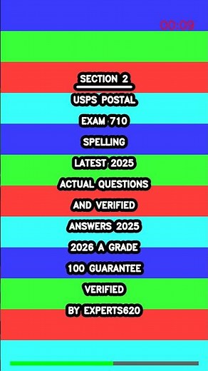 USPS Postal Exam 710 Spelling Latest 2025 Actual Questions and Verified Answers 2025 2026 A Grade 10