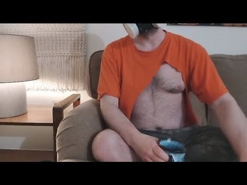 Man Stretching | Ripped Shirt & Gas Mask(no coffee left in apocalypse)