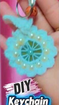 Keychain from wool and button #keychain #woolencraft #shortsvideo