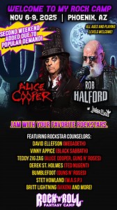 You've collected albums. You’ve seen them live. Now it’s your turn! Jam with Alice Cooper and Rob Halford this November at Rock 'n' Roll Fantasy Camp. ⚡ All ages welcome ⚡ Open to beginner and expert musicians ⚡ Exclusive jam sessions & Q&As ⚡ Masterclasses with the pros Ready to be a rockstar for a weekend? Save your spot on the lineup! | Rock and Roll Fantasy Camp