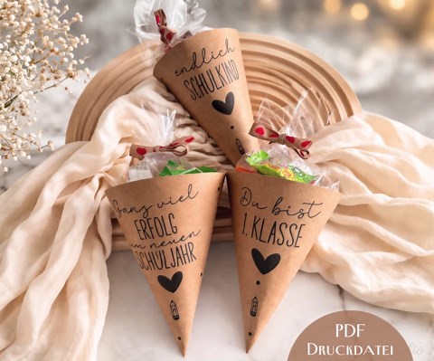Printable School Cone Template – Craft Template for the First Day of School | Gift Idea for a First-grade Student | Printable PDF | Small DIY School Cone - Etsy
