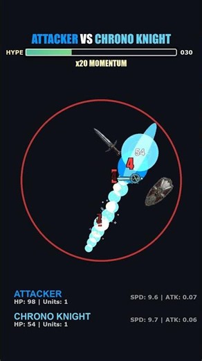 PySimLab - Attacker vs. Chrono Knight #autobattler #gamedev #gaming #pygame #python #simulation