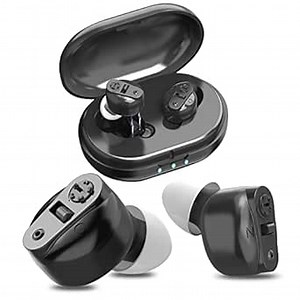 Hearing Aids, Rechargeable Digital 4-Channel Hearing Aids for Seniors Hearing Loss with Smart Noise Reduction, Perfected Ergonomics Mini Invisible Hearing Amplifier In-Ear Earbuds with Charging Box