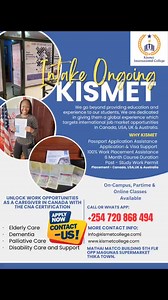 #fyp #fypシ 👉 Study at KISMET to become a Certified Nursing Assistant and access guaranteed work placement support. #fypage 👉We go beyond providing education to our Students by giving them a global experience that targets international job market opportunities in Canada, the USA, the UK, and Australia. OUR COURSE CORE POINTS ✅6 months course duration: Our CNA certification program takes six months only with affordable tuition fees. ✅Passport Application Services: For our non-holder passport stu