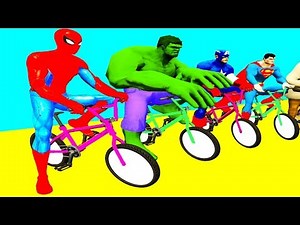 Colors for Children Spiderman Cartoon w Bikes & Small Cars - Learn Colors Nursery Rhymes for Kids