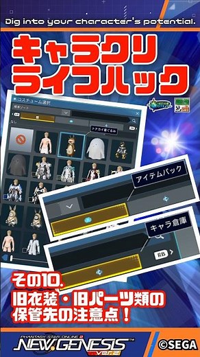 【PSO2NGS】キャラクリライフハック・基礎知識編 その10．旧衣装・旧パーツ類の保管先の注意点！ 公認キャラクリガチ勢が教える、知っておくと差が出る知識！【NGS公認クリエイター】
