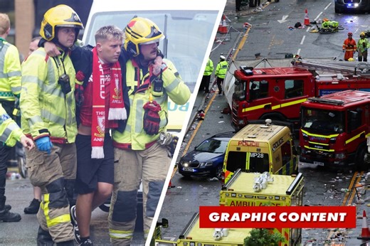 Horrific moment car plows through jam-packed parade crowd in Liverpool