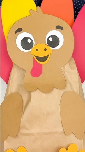 Stuffed Paper Bag Turkey Craft - template on the blog #kidscrafts #thanksgivingcraft