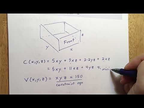 Minimizing the cost of a rectangular box using Lagrange multipliers