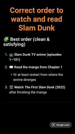 Correct order to watch and read Slam Dunk
