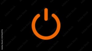 power button turning on and off ,looping animation. Comuter and laptop power on and off icon .4K VIDEO.