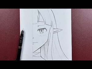 Easy anime drawing | how to draw anime elf half face step-by-step
