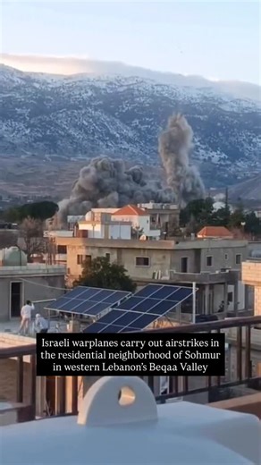 Wear The Peace® on Instagram: "Today, Israeli warplanes carried out multiple air strikes on residential areas in the town of Sohmur, in Lebanon’s western Beqaa Valley. Video: @eye.on.llebanon - @trtworld"