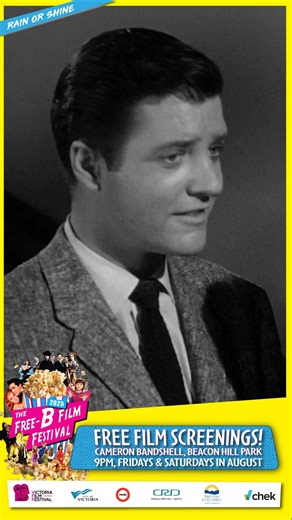 Richard Long, from Big Valley and Nanny and the Professor, stars as a skeptical guest trapped in Vincent Price’s deadly wager, facing eerie apparitions and unravelling secrets inside a mansion where fear itself may be the ultimate killer. Come see this 1959 classic on Friday, August 15 at the Cameron Bandshell at Beacon Hill Park as part of the Free-B Film Festival. Bring blankets, chairs, and snacks. Film starts at 9 PM. | Victoria Film Festival