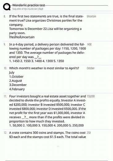 Latest Wonderlic Sample Test 28 Questions with 100 Correct Answers 1762 video