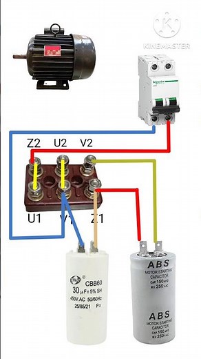 Wiring of Forward and reverse rotation of single phase dual capacitor motor #singlephasemotor