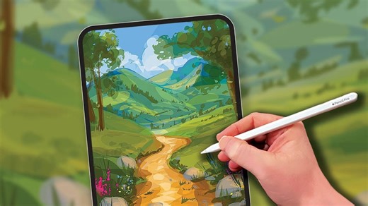 【Artstudio Pro】20分钟简易风景画绘制全过程 解说版 from No Brush Guy