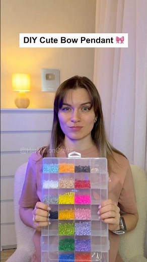 DIY Beaded Bow Charm 🎀 Cute Perler Beads Pendant #diy #trending #craft #viral #cute