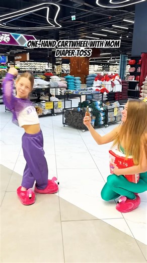 One-Hand Cartwheel with Mom Toss and Dance