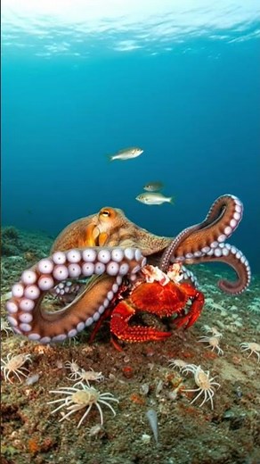 Crab vs Octopus vs Fish — Ocean Food Chain Showdown 🌊 | Who Eats Who? #shorts