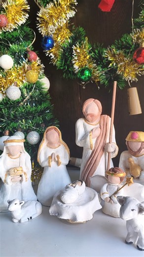 Handmade clay Nativity set✨ Christmas craft from ❤️ #diy #craft #viral#shorts#clayart#clay#claycraft