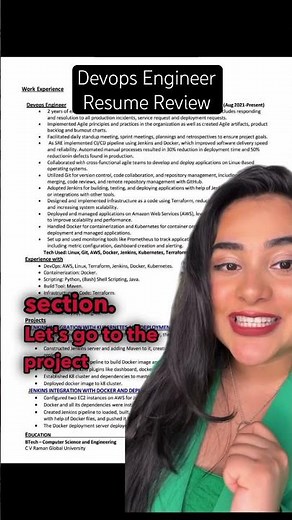 Resume Review of a Devops Engineer!✨ #resumetips #resume #resumeformat