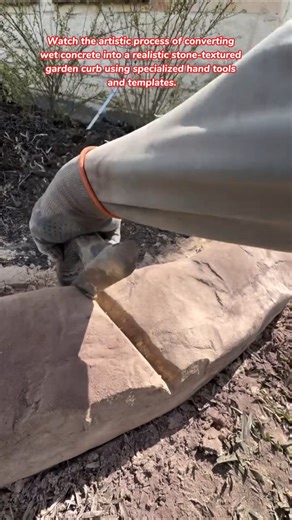 Concrete to Stone Transformation | Satisfying Garden Curbing #construction #satisfying #asmr #home