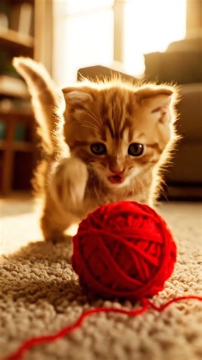 Cute Cat Playing with Yarn | 4K Cozy Indoor Pet Video