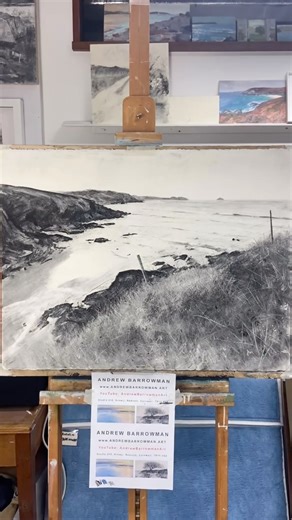 Andrew Barrowman ARBSA PS on Instagram: "Winter sea from Epphaven Cove Charcoal on paper . I’ve got a couple of charcoal events happening soon. First up on 4th February is a day of drawing demos @mallgalleries for the @pastelsociety.uk exhibition. In March I’ll be showing new charcoal drawings @whitewaterpolz 👍🏻 . #andrewbarrowman #landscapeartist #charcoaldrawing #drawing #drawings"